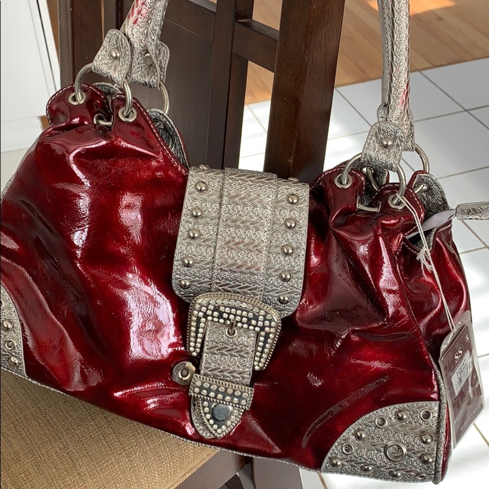 Never used, new maroon and rhinestone purse